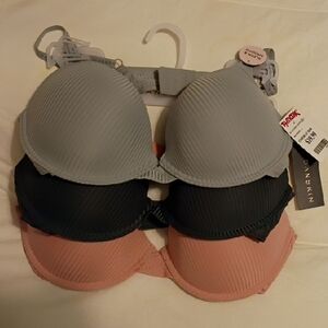 Danskin Ribbed Bra Trio - Pink, Black, Gray